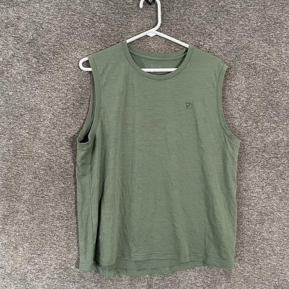 Fjallraven Abisko Wool Tank Top Womens Large Green Sleeveless Hiking Athletic